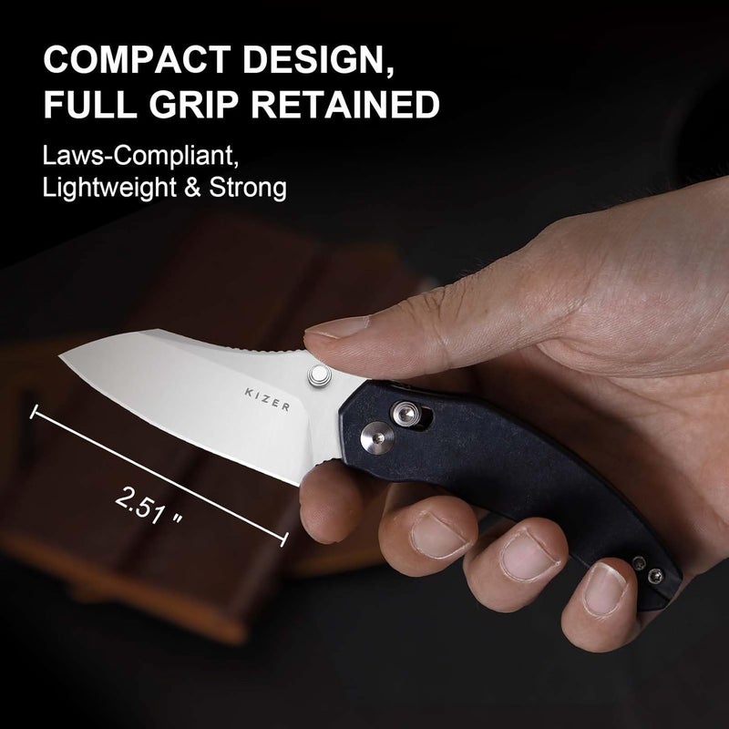 KIZER سكين جيب ميني بولدوج، شفرة نيترو V بطول 2.5 بوصة، مقبض ريتشلايت مع قفل، سكين EDC صغير للرجال والنساء، هدية، سكاكين صيد، تسلق، تخييم، V3672SA3 - Image 2